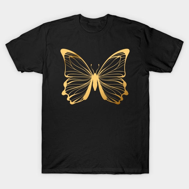 Gold Butterfly T-Shirt by OKUR Creative